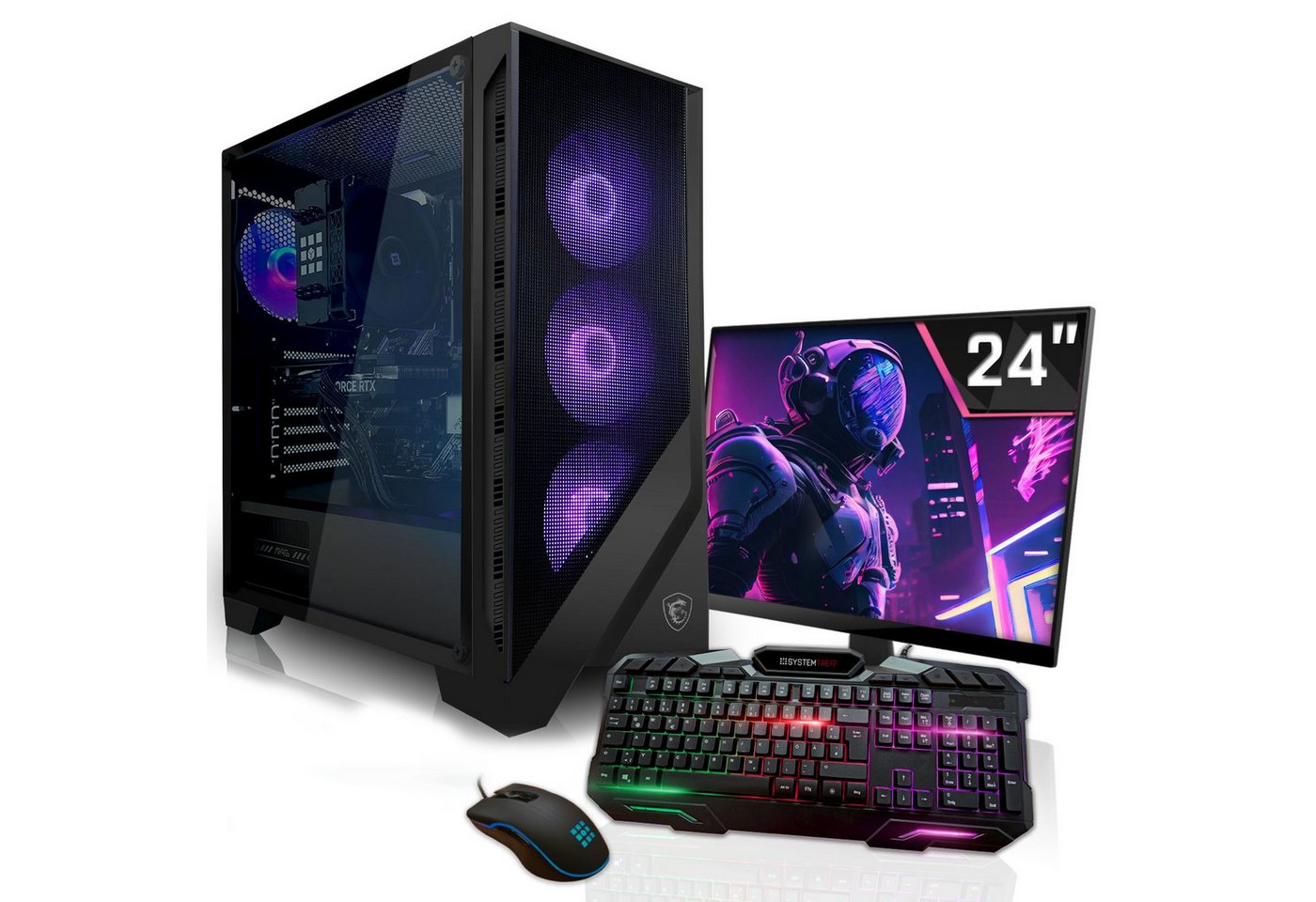 SYSTEMTREFF Basic Gaming-PC-Komplettsystem (24", Intel Core i7 12700F, GeForce RTX 3060, 16 GB RAM, 1000 GB SSD) von SYSTEMTREFF