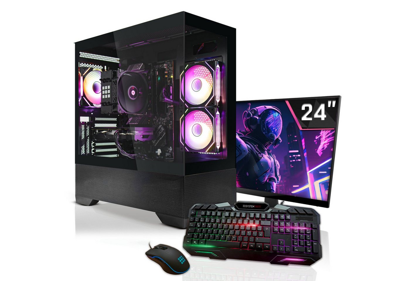SYSTEMTREFF Basic Gaming-PC-Komplettsystem (24", AMD Ryzen 5 9600X, Radeon RX 6500 XT, 16 GB RAM, 512 GB SSD) von SYSTEMTREFF