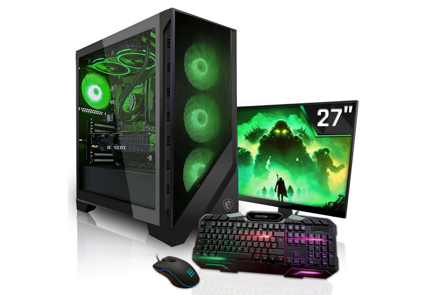 SYSTEMTREFF Basic Gaming-PC-Komplettsystem (27", AMD Ryzen 9 5900XT, GeForce RTX 3060, 16 GB RAM, 1000 GB SSD) von SYSTEMTREFF