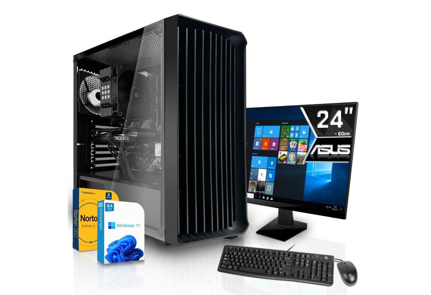 SYSTEMTREFF Business-PC-Komplettsystem (24, AMD Ryzen 7 5700G, RX Vega 8, 16 GB RAM, 512 GB SSD, Windows 11, WLAN)" von SYSTEMTREFF