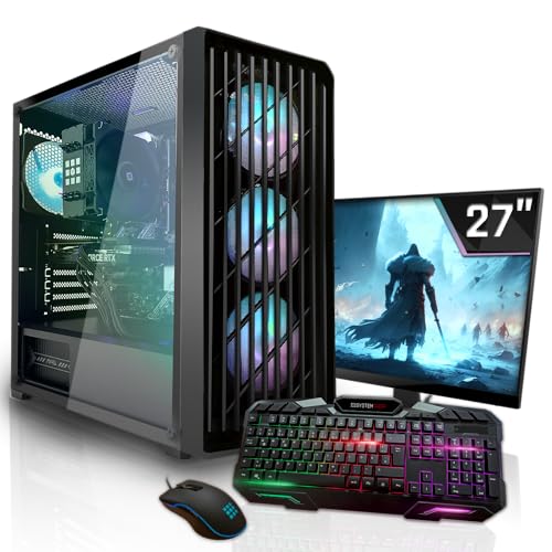 SYSTEMTREFF Gaming Komplett PC Set AMD Ryzen 5 5600 6x4.4GHz | Nvidia GeForce RTX 4060 Ti 8GB DX12 | 1TB M.2 NVMe | 32GB DDR4 RAM | WLAN Desktop Paket Computer für Gamer, Gaming von SYSTEMTREFF