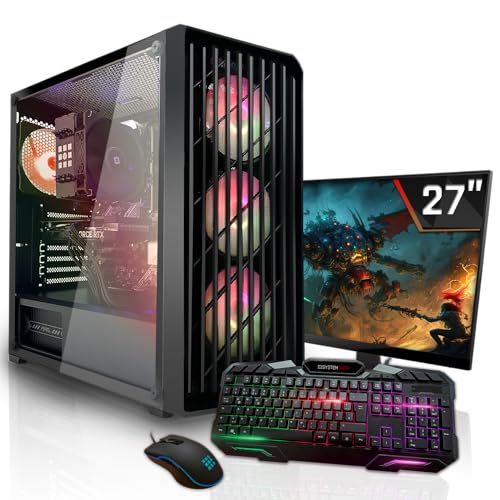 SYSTEMTREFF Gaming Komplett PC Set AMD Ryzen 5 7600 6x5.1GHz | Nvidia GeForce RTX 4060 Ti 8GB DX12 | 1TB M.2 NVMe | 32GB DDR5 RAM | WLAN Desktop Paket Computer für Gamer, Gaming von SYSTEMTREFF