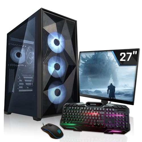 SYSTEMTREFF Gaming Komplett PC Set AMD Ryzen 7 5700X 8x4.6GHz | Nvidia GeForce RTX 4070 12GB DX12 | 1TB M.2 NVMe | 32GB DDR4 RAM | WLAN Desktop Paket Computer für Gamer, Gaming von SYSTEMTREFF