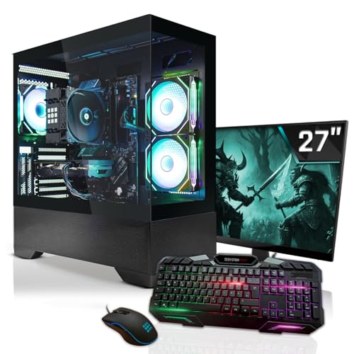 SYSTEMTREFF Gaming Komplett PC Set AMD Ryzen 9 9900X3D 16x5.5GHz | AMD Radeon RX 7800 XT 16GB | 2TB M.2 NVMe + 2TB HDD | 32GB DDR5 RAM | Windows 11 | 27 TFT Monitor | Desktop Paket Computer für Gamer SYSTEMTREFF Gaming Komplett PC Set AMD Ryzen 9 9900X3D 16x5.5GHz | AMD Radeon RX 7800 XT 16GB | 2TB M.2 NVMe + 2TB HDD | 32GB DDR5 RAM | Windows 11 | 27 TFT Monitor | Desktop Paket Computer für Gamer von SYSTEMTREFF