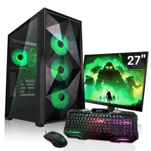 SYSTEMTREFF Gaming Komplett PC Set Intel Core i7-12700KF 12x5GHz | Nvidia GeForce RTX 4070 12GB DX12 | 1TB M.2 NVMe + 1TB HDD | 32GB DDR5 RAM | WLAN Desktop Paket Computer für Gamer, Gaming von SYSTEMTREFF