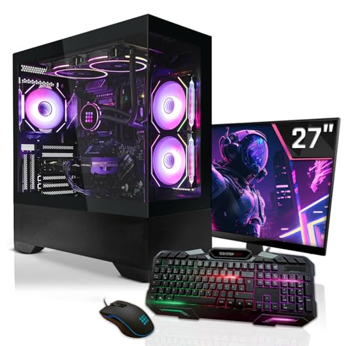 SYSTEMTREFF Gaming Komplett PC Set Intel Core i7-13700K 16x5.4GHz | AMD Radeon RX 6750 XT DX12 | 1TB M.2 NVMe | 32GB DDR5 RAM | WLAN Desktop Paket Computer für Gamer, Gaming von SYSTEMTREFF