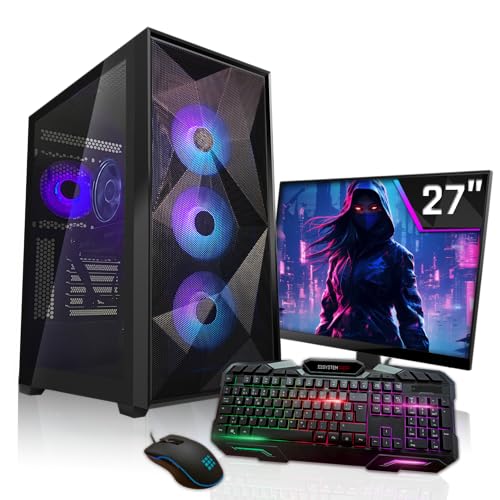 SYSTEMTREFF Gaming Komplett PC Set Intel Core i7-13700KF 16x5.4GHz | Nvidia GeForce RTX 4060 8GB DX12 | 1TB M.2 NVMe | 32GB DDR5 RAM | WLAN Desktop Paket Computer für Gamer, Gaming von SYSTEMTREFF