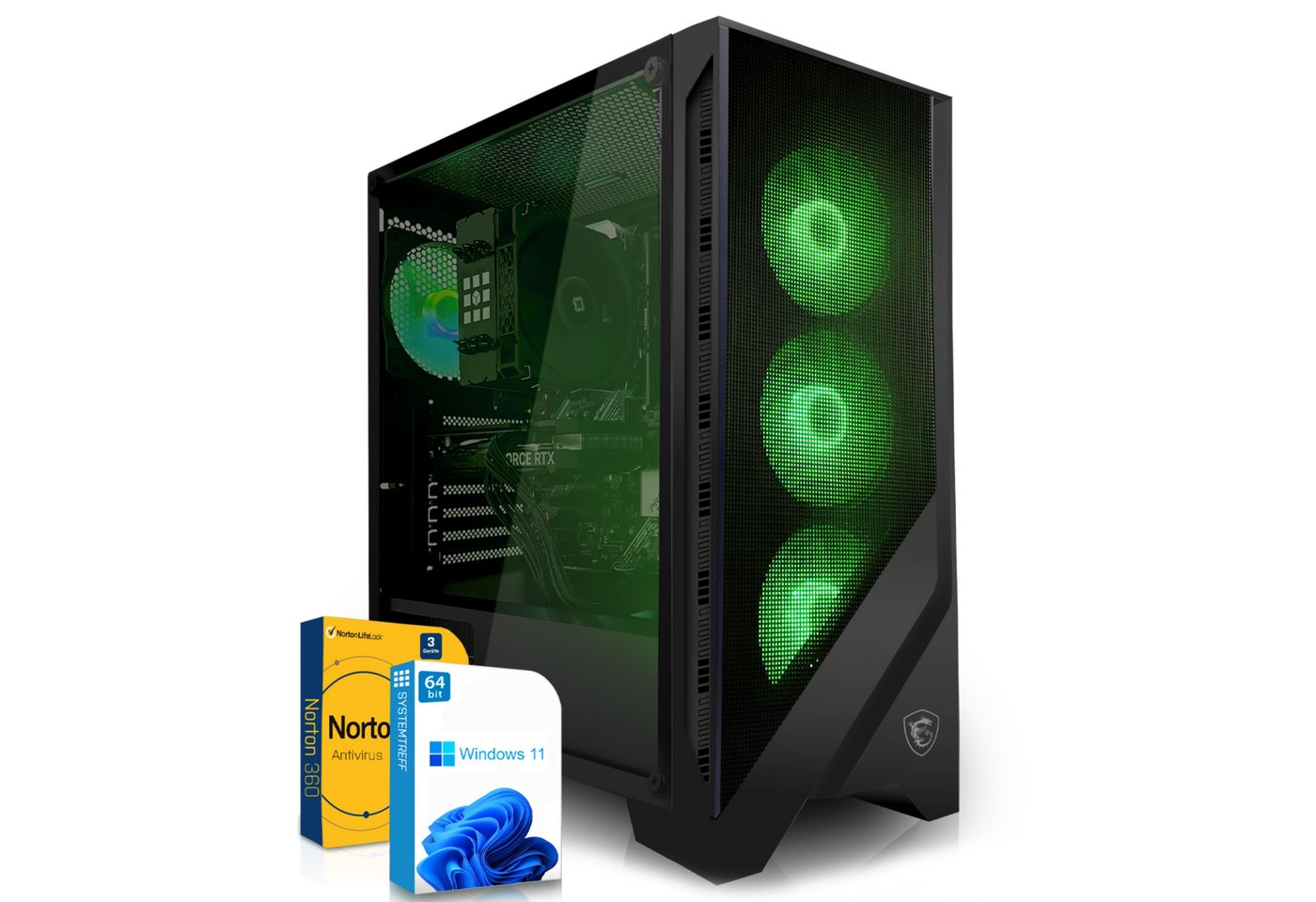 SYSTEMTREFF Gaming-PC (AMD Ryzen 7 5700X, GeForce RTX 4070, 32 GB RAM, 1000 GB SSD, Luftkühlung, Windows 11, WLAN) von SYSTEMTREFF