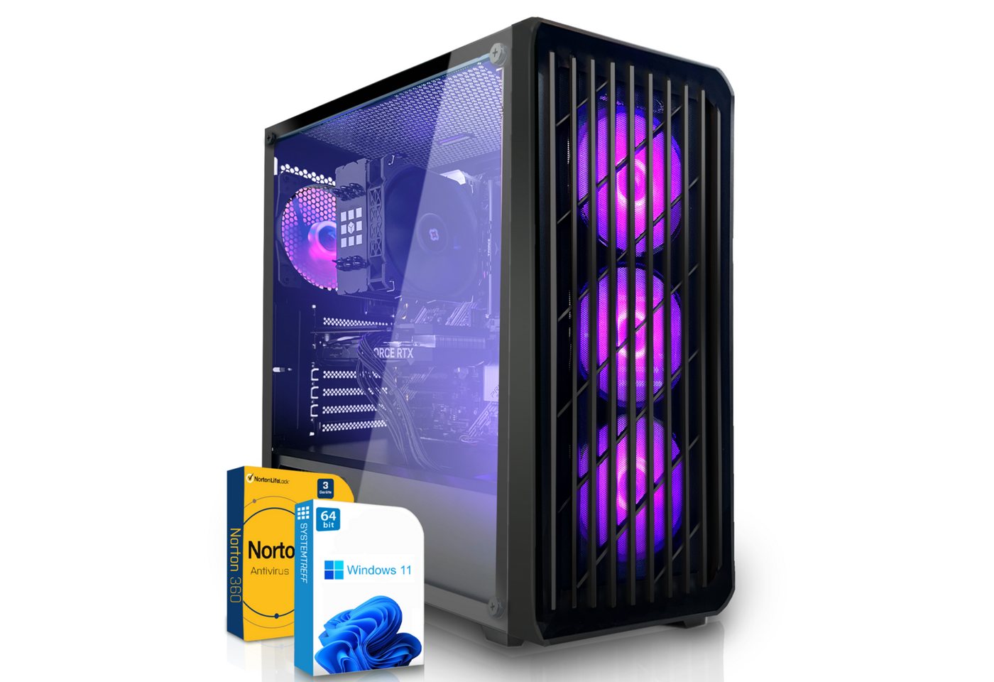 SYSTEMTREFF Gaming-PC (AMD Ryzen 7 5700X3D, GeForce RTX 4060 Ti, 16 GB RAM, 1000 GB SSD, Luftkühlung, Windows 11, WLAN) von SYSTEMTREFF