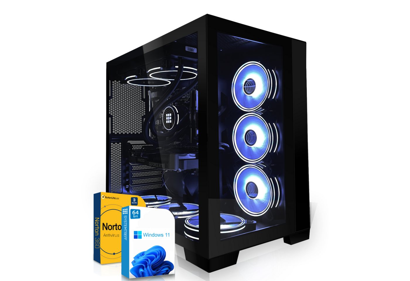 SYSTEMTREFF Gaming-PC (Intel Core i7 14700, GeForce RTX 4060, 32 GB RAM, 1000 GB SSD, Wasserkühlung, Windows 11, WLAN) von SYSTEMTREFF