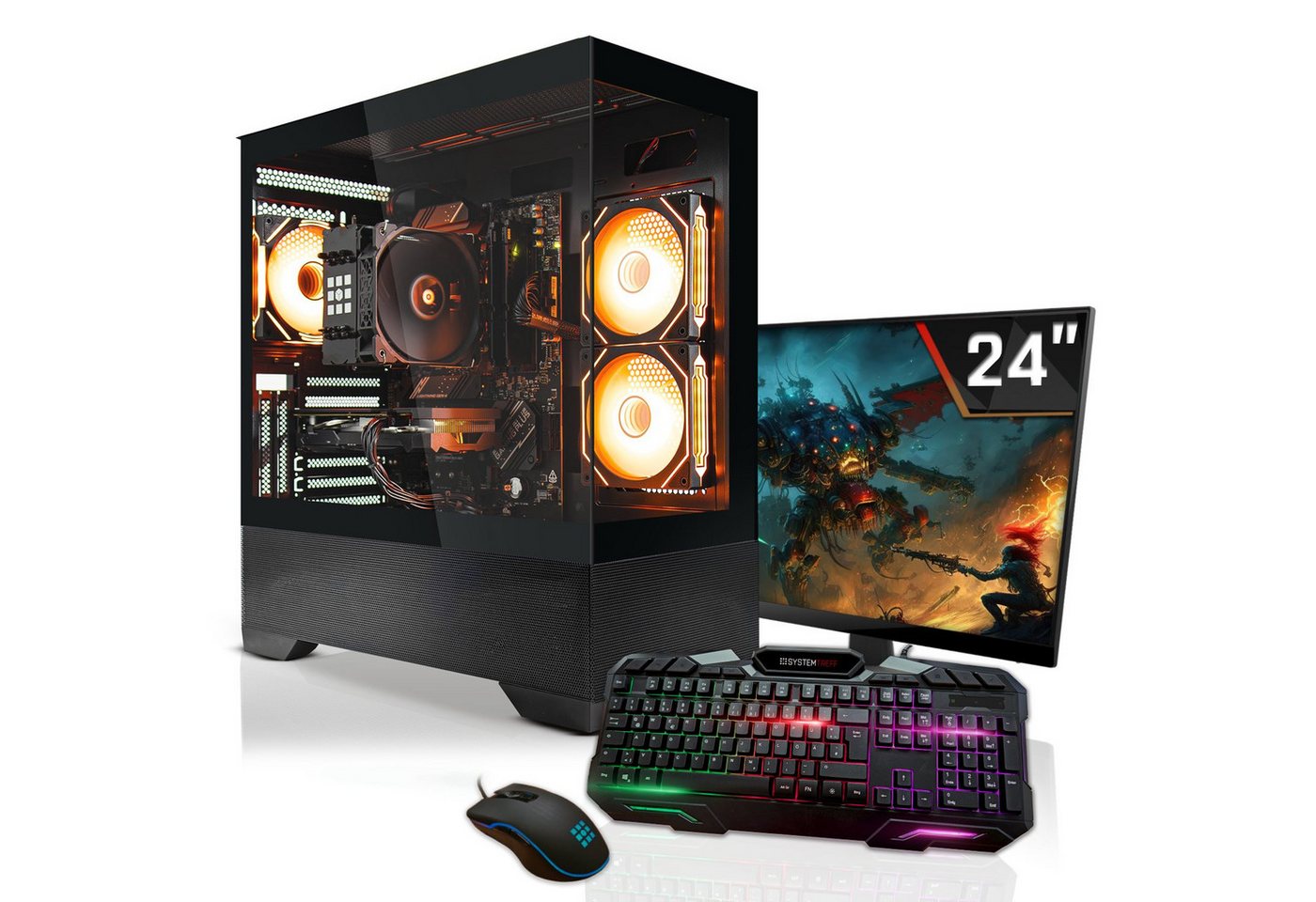 SYSTEMTREFF Gaming-PC-Komplettsystem (24, Intel Core i5 14400F, Radeon RX 7600, 16 GB RAM, 1000 GB SSD, Windows 11, WLAN)" von SYSTEMTREFF