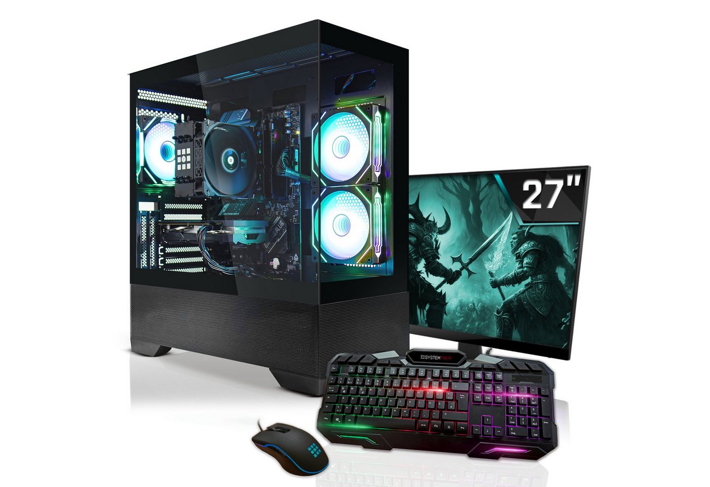 SYSTEMTREFF Gaming-PC-Komplettsystem (27, AMD Ryzen 7 5700X3D, Radeon RX 7700 XT, 32 GB RAM, 1000 GB SSD, Windows 11, WLAN)" von SYSTEMTREFF