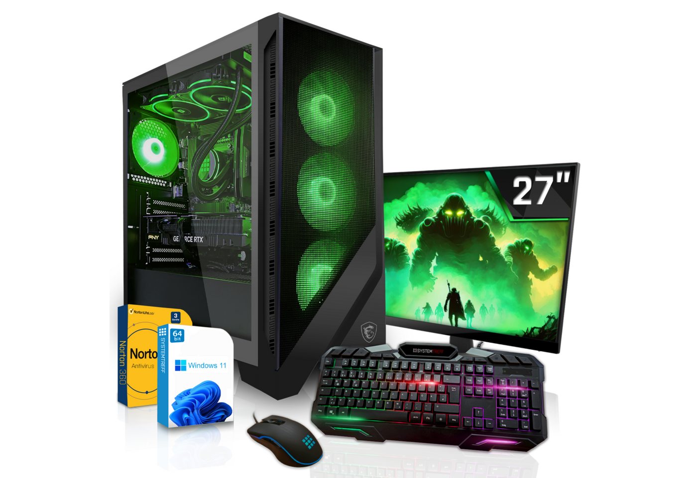 SYSTEMTREFF Gaming-PC-Komplettsystem (27, AMD Ryzen 9 7950X3D, Radeon RX 7700 XT, 32 GB RAM, 1000 GB SSD, Windows 11, WLAN)" von SYSTEMTREFF