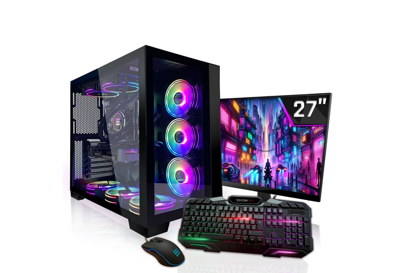 SYSTEMTREFF Gaming-PC-Komplettsystem (27, Intel Core i9 12900KF, Radeon RX 7800 XT, 32 GB RAM, 2000 GB HDD, 2000 GB SSD, Windows 11, WLAN)" von SYSTEMTREFF