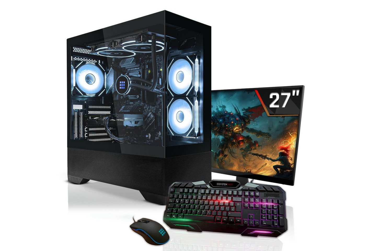 SYSTEMTREFF Gaming-PC-Komplettsystem (27", Intel Core Ultra 5 245K, Radeon RX 7800 XT, 32 GB RAM, 1000 GB SSD) von SYSTEMTREFF