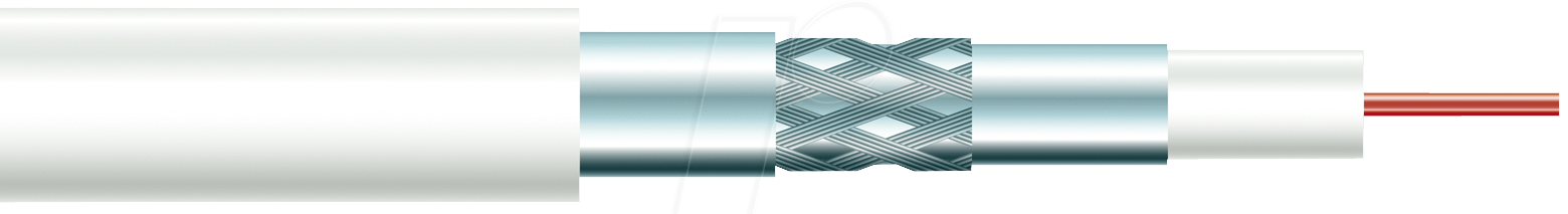 75100AKZ-3SF-10 - Koaxialkabel, Ø 6,8 mm, 120 dB, 10 m, weiß von SYTRONIC