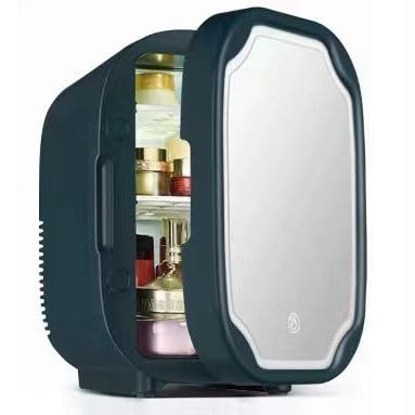 SZAJOR 8L Mini-Kühlschrank, Spiegelkühlschrank, Make-up-Hautpflege-Kühlschrank mit LED-Beleuchtung, Kühl- und Wärmeaufbewahrung für Autoreisen,Grün von SZAJOR