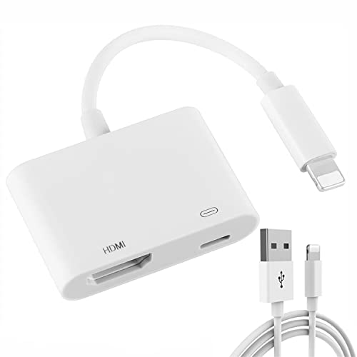 SZBJSMF HDMI-Adapter, 2 in 1 HDMI-Adapter für IPhone/IPad,1080p Digitaler HDMI Adapter,mit Streaming- und Ladeanschluss Kompatibel IPhone/IPad/Projektor/Monitor von SZBJSMF