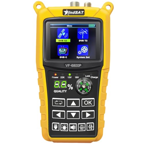 VF6800P Sat Finder für DVB-S/S2 (SAT) DVB-T/T2 (Terrestrisch H.265) und DVB-C (Kabel), Sat Messgerät Satelliten Finder, Satfinder für Astra 19.2 digital(kein TV-Bild) VF6800P Sat Finder für DVB-S/S2 (SAT) DVB-T/T2 (Terrestrisch H.265) und DVB-C (Kabel), Sat Messgerät Satelliten Finder, Satfinder für Astra 19.2 digital(kein TV-Bild) von SZBOX