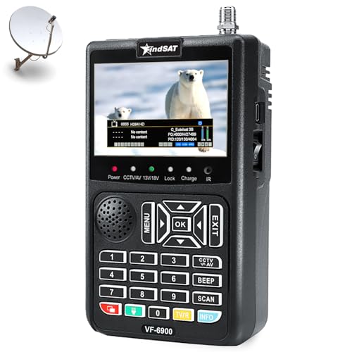 VF6900 DVB-S/S2 Satelliten Finder H.265 (8 Bit), Sat Messgerät mit Bild, Satfinder mit Satellitenerkennung 3,5-Zoll-HD-LCD-Bildschirm mit Spektrum/Scr/Dcss von SZBOX