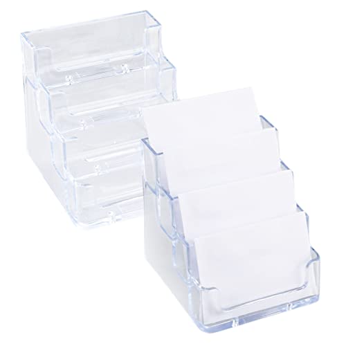Acryl Visitenkartenhalter 2 Stücke Visitenkartenhalter mit 4 Fächern Acryl Visitenkarten Aufsteller transparent Kartenhalter Kartenhalter Schreibtisch Stand von SZCXDKJ
