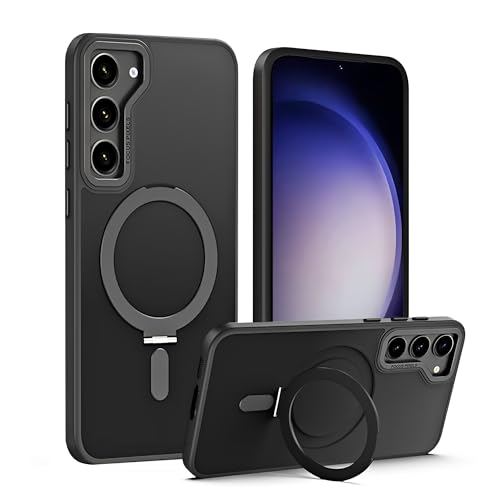 Hülle für Samsung Galaxy S23 6.1" Handyhülle, Kompatibel mit MagSafe Magnetisch & Unsichtbar Ring Halter Ständer Schutzhülle, Militärnorm Rundumschutz Stoßfest Kratzfeste Matt Case(Schwarz) von SZJLDS