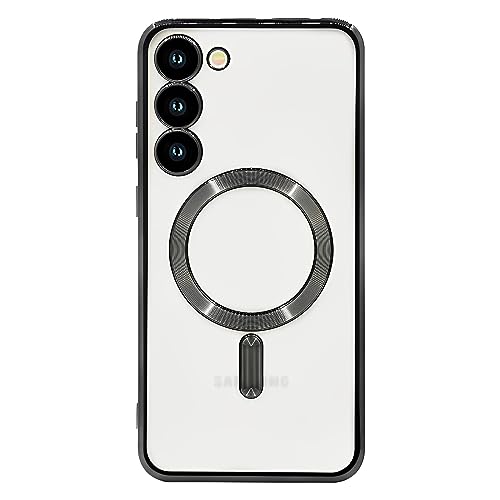 Hülle für Samsung Galaxy S23 6.1" Handyhülle [mit Kameraschutz], Magnetische Kompatibel mit MagSafe Schutzhülle,Clear Nie Vergilbung TPU Dünne Weiches Silikon Transparent Stoßfest Case (Schwarz) von SZJLDS