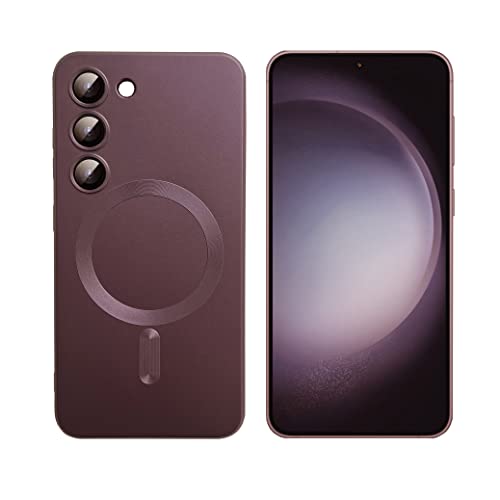 Hülle für Samsung Galaxy S23 6.1" [mit Kamera Lense Schutz],mit MagSafe Handyhülle,Glitzer Dünne Weiches Stoßfest Schutzhülle,Matte Slim Dünn TPU Silikon Case(Dunkelbraun) von SZJLDS