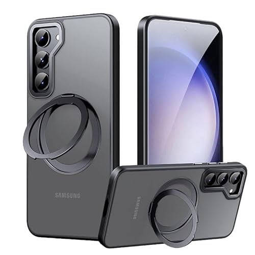 Hülle für Samsung Galaxy S23 Handyhülle [Stark Magnetisch][Kompatibel mit MagSafe][360°Unsichtbarem Ring Ständer] Militärnorm Rundumschutz Stoßfest Kratzfeste Schutzhülle, Matt Case (Schwarz) von SZJLDS