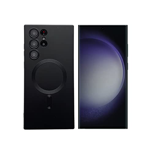Hülle für Samsung Galaxy S23 Ultra 6.8" [mit Kamera Lense Schutz],mit MagSafe Handyhülle,Glitzer Dünne Weiches Stoßfest Case (Schwarz) von SZJLDS