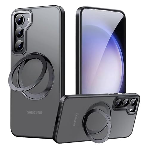 Hülle für Samsung Galaxy S24 Handyhülle [Stark Magnetisch][Kompatibel mit MagSafe][360°Unsichtbarem Ring Ständer] Militärnorm Rundumschutz Stoßfest Kratzfeste Schutzhülle,Matt Case (Schwarz) von SZJLDS