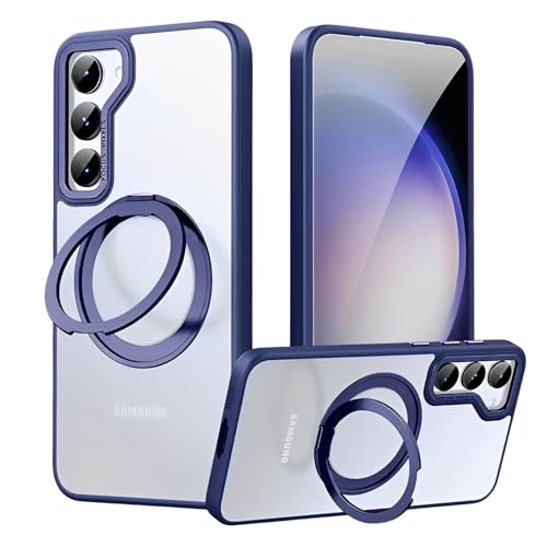 Hülle für Samsung Galaxy S24 Plus Handyhülle [Stark Magnetisch][Kompatibel mit MagSafe][360°Unsichtbarem Ring Ständer] Militärnorm Rundumschutz Stoßfest Kratzfeste Schutzhülle,Matt Case (Blau) von SZJLDS