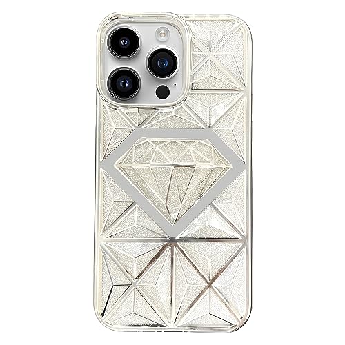 Hülle für iPhone 14 Pro Max Mädchen Glitzer Handyhülle, Weiche Premium TPU Transparent Nie Vergilbung Stoßfest rutschfest Militärschutz Schutzhüllemit Diamanten Muster Silikon Case (Silber) von SZJLDS