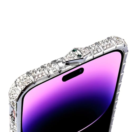 SZJLDS Bumper Hülle für iPhone14 Pro Max,Glitzern Diamant Strass Handyhülle, Metallrahmen Schutzhülle (Silber) von SZJLDS