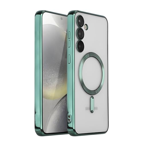SZJLDS Hülle für Samsung Galaxy S24 Plus Magnetisch Handyhülle [mit Kameraschutz], Kompatibel mit MagSafe Schutzhülle,Clear Nie Vergilbung TPU Dünne Weiches Silikon Transparent Stoßfest Case (Grün) von SZJLDS