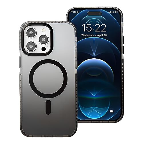 SZJLDS Hülle für iPhone 14 Pro Max [Kompatibel mit Magsafe] Transluzente Mattierte Harter Farbverlauf Farbe Handyhülle [Stoßfest Stoßstange] Military Grade Fallschutz Schutzhülle(Schwarz) von SZJLDS