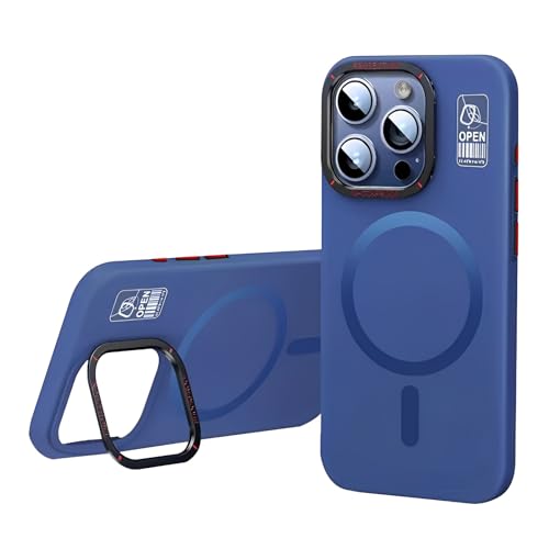 SZJLDS Hülle für iPhone 15 Pro Max Kompatibel mit MagSafe, Handyhülle mit Kameraschutz Ständer, Militärnorm Sturzsfest Schutzhülle Mattierte Case (Blau) von SZJLDS