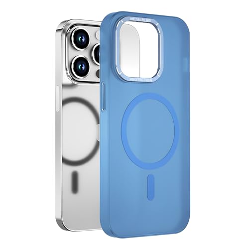 SZJLDS Hülle für iPhone 15 Pro Max - Magnetisch Handyhülle Kompatibel mit Magsafe,Durchscheinende Mattem Schutzhülle Anti-Fingerabdruck Kratzfeste Stoßfest Hard PC Case (Blau) von SZJLDS