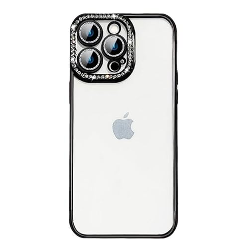 SZJLDS Kompatibel mit iPhone 14 Pro Max Hülle [Luxuriöse Glitzer-Strass-Bling] [Nie Vergilbend] Transparent Handyhülle mit Kameraschutz,Kratzfest Stoßfest Military Fallschutz Schutzhülle (Schwarz) von SZJLDS