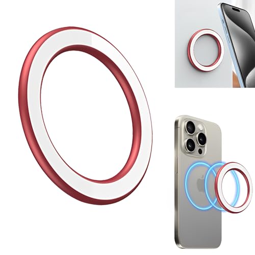 SZJLDS Magnetische Wandhalterung Aufkleber Kompatibel mit iPhone 12/13/14/15 Serie&Magnetic hülle, Mag-Safe Wandaufkleber Magnetring Halter mit Selbstklebende Kleben (Rot) von SZJLDS
