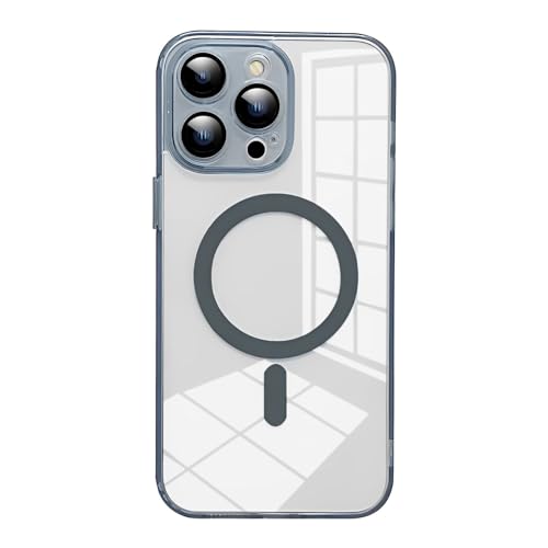 SZJLDS Transparente Hülle für iPhone 15 Pro Max 6,7 Zoll, [Nie Vergilbung] Klar Handyhülle Kompatibel mit Magsafe, Ultra Dünn/Slim Stoßfest Schutzhülle mit Kameraschutz Clear Case (Blau-Grau) von SZJLDS