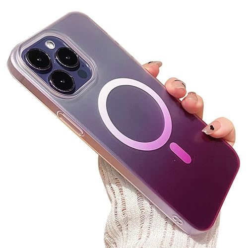 SZJLDS Ultra Dünn/Slim Hülle für iPhone 14 Pro Max[Kompatibel mit Magsafe][Farbverlauf Farbe] Magnetische Handyhülle, Kratzfest Anti-fingerabdruck Stoßfeste Harte Schutzhülle (Lila) von SZJLDS