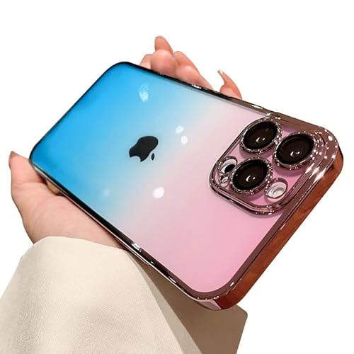 SZJLDS Ultra Dünn Hülle für iPhone 14 Pro Max - Farbverlauf Farbe Handyhülle Transluzente Hard PC Schutzhülle Anti-Fingerabdruck Kratzfeste Stoßfest Case (Rosa und Blau) von SZJLDS