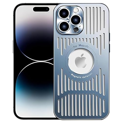 SZJLDS Ultradünne Schutzhülle für iPhone 14 Pro 6,1 Zoll, kompatibel mit MagSafe, Aluminiumlegierung mit Wärmeableitung, kratzfest, militärischer Schutz (blau) von SZJLDS