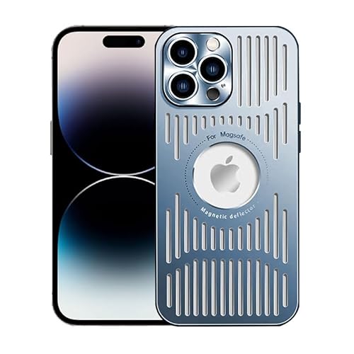 SZJLDS für iPhone 14 Pro Max 6,7" Ultra Dünn/Slim Hülle Kompatibel mit MagSafe, Aluminiumlegierung Wärmeableitung Hohl Handyhülle Kratzfest, Militärischer Fallschutz, Stoßfest Schutzhülle(Blau) SZJLDS für iPhone 14 Pro Max 6,7" Ultra Dünn/Slim Hülle Kompatibel mit MagSafe, Aluminiumlegierung Wärmeableitung Hohl Handyhülle Kratzfest, Militärischer Fallschutz, Stoßfest Schutzhülle(Blau) von SZJLDS