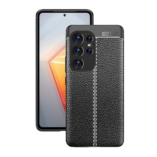 Ultra Weich&Dünn/Slim Hülle für Samsung Galaxy S23 Ultra 6.8" 5G Premium TPU Leder Handyhülle，Anti-fingerabdruck rutschfest Militärnorm Stoßfeste Ganzkörperschutz Schutzhülle (Schwarz) von SZJLDS