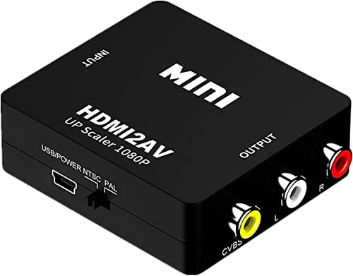 SZJUNXIAO HDMI auf AV, 1080P HDMI zu RCA Konverter 3RCA CVBS Composite Video Audio HDMI to AV Adapter mit USB Ladekabel für TV DVD PAL PS3 NTSC(Schwarz) (Black) von SZJUNXIAO