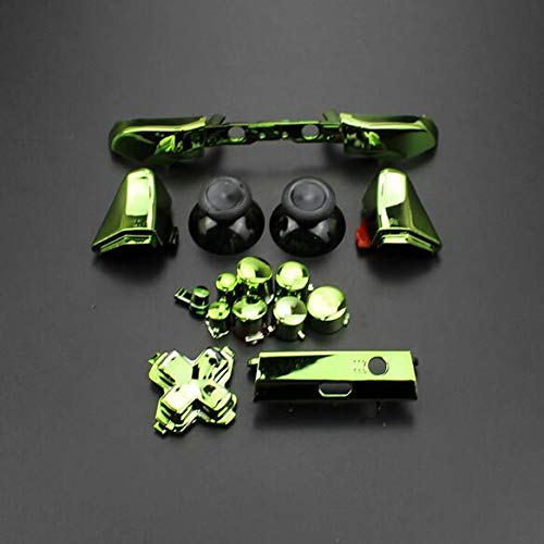 Komplettes Ersatz-Knopf-Set für Stoßstangen, Auslöser-Tasten, Führung Dpad RT LT RB LB ABXY ON OFF-Knopf-Set für Xbox One Slim Xbox One S Controller (Chrom Grün) von SZLG