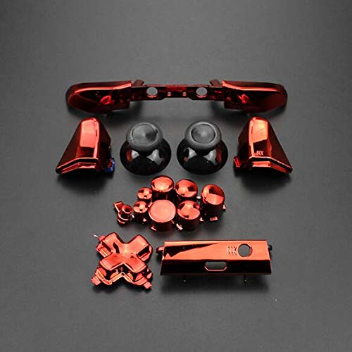 Komplettes Ersatz-Knopf-Set für Stoßstangen, Auslöser-Tasten, Führung Dpad RT LT RB LB ABXY ON OFF-Knopf-Set für Xbox One Slim Xbox One S Controller (Chrom Rot) von SZLG