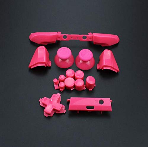 Komplettes Ersatz-Set für Stoßstange, Auslöser-Tasten, Führung Dpad RT LT RB LB ABXY ON OFF Tasten-Kit für Xbox One Slim Xbox One S Controller (Pink) von SZLG